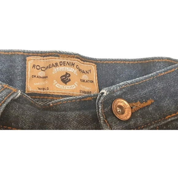 Rocawear Denim Jeans Mens 36x30 Dark Blue Straight Fit Speckled Leg 5 Pocket - Picture 6 of 10